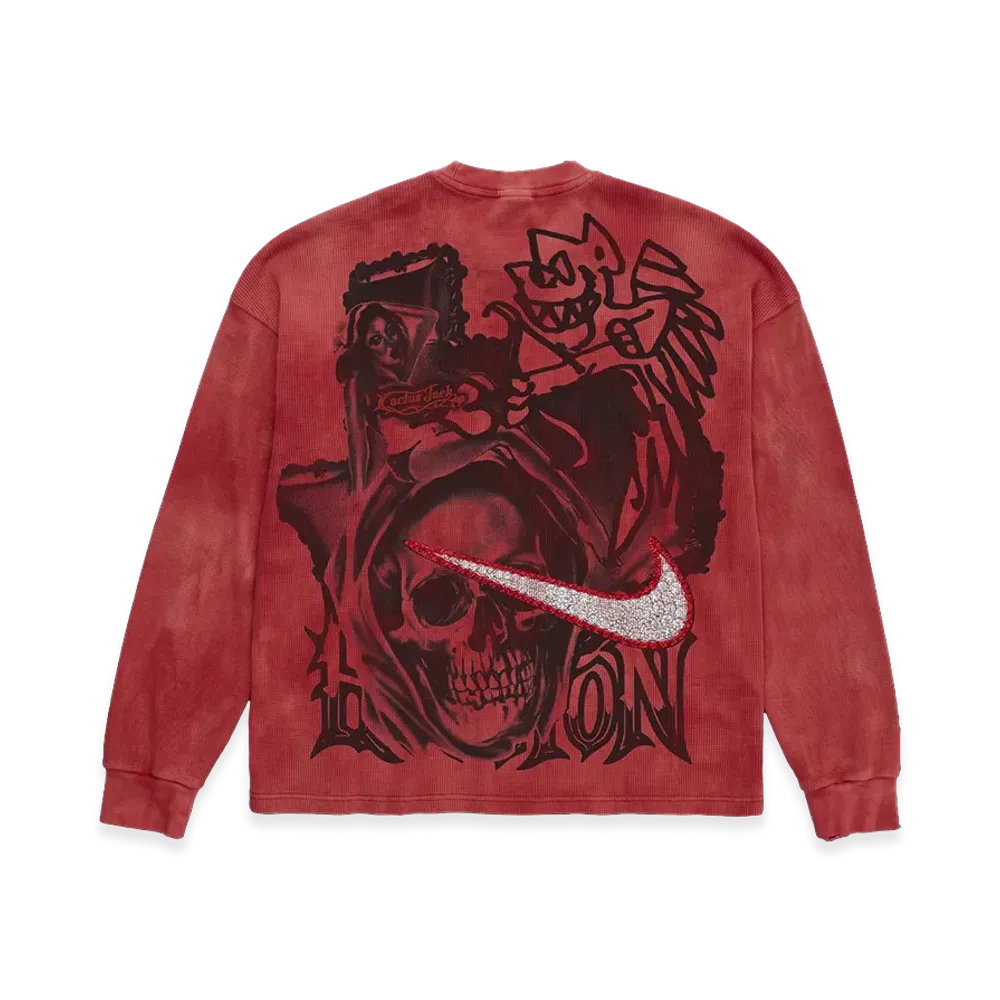 Travis Scott Cactus Jack x Nike Tie Dye Thermal Rhinestone Longsleeve "Red"