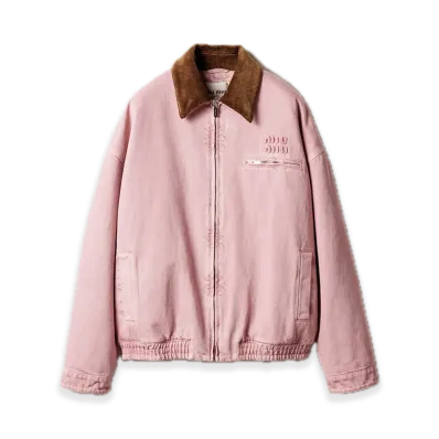 MIU MIU Padded Denim Blouson Jacket "Pink"