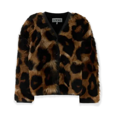 LOEWE Women's Printed Shearling Jacket "Brown"