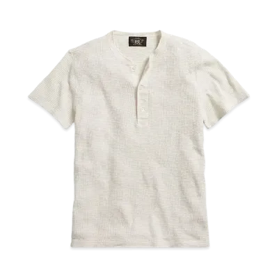 RRL Ralph Lauren Waffle Knit Cotton Henry #1 "White"