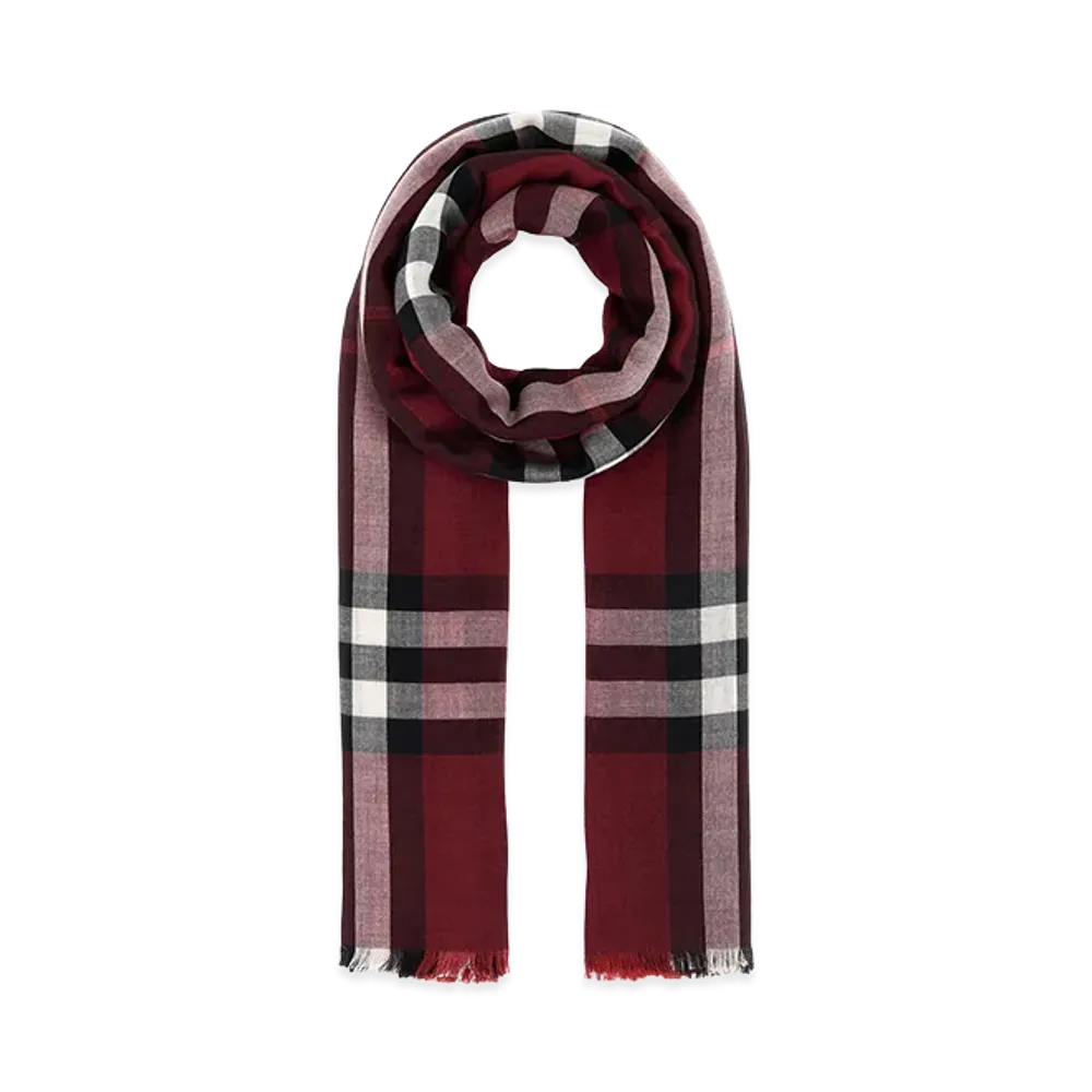 Burberry Embroidered Wool Blend Scarf "Checked"