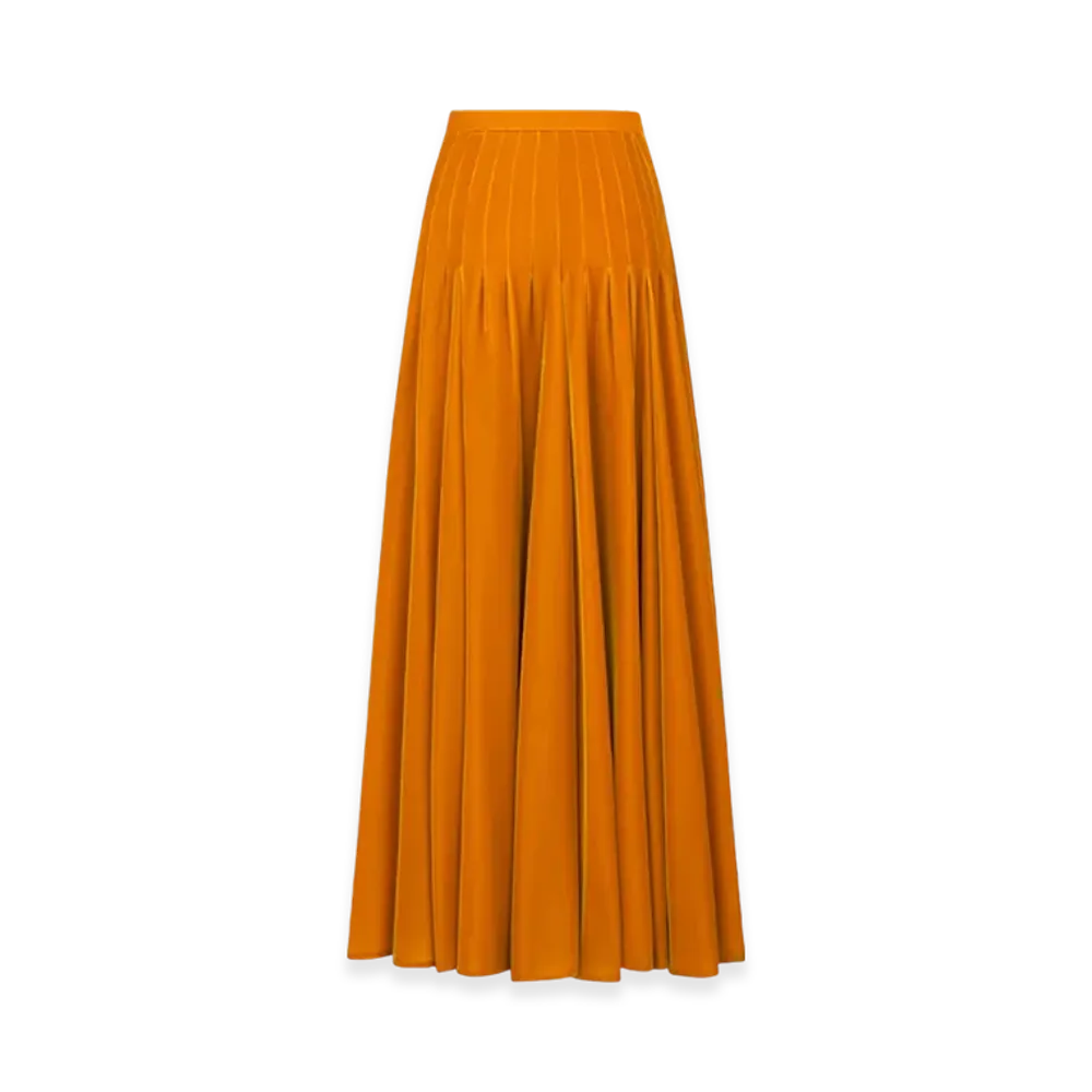 Dior Women's Long Flared Skirt Velvet "Orange"