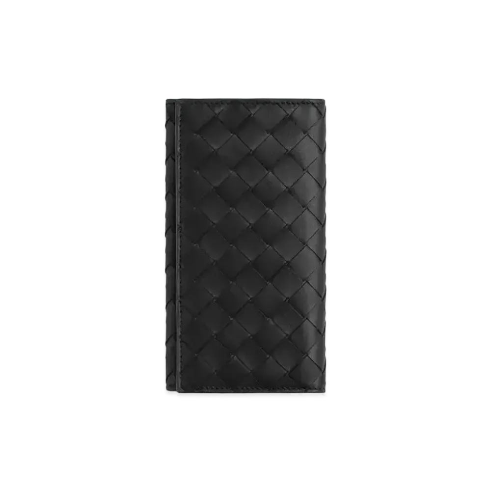 Bottega Veneta Intrecciato Calfskin Bi-fold Long Wallet "Black"