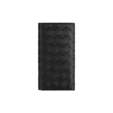 Bottega Veneta Intrecciato Calfskin Bi-fold Long Wallet "Black"
