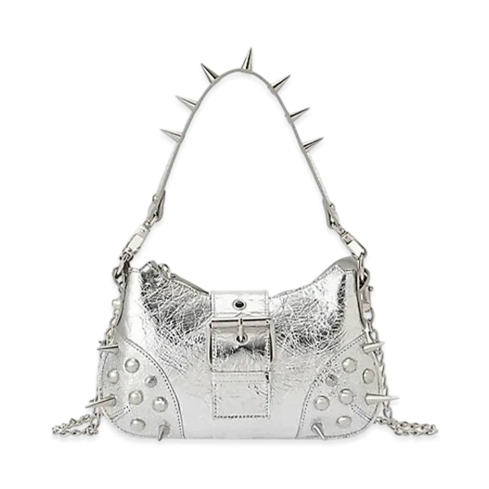 JUNYA WATANABE Women Shoulder Bag With Goat Metallic Embossed Needle Studs "Silver"