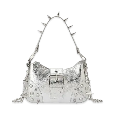 JUNYA WATANABE Women Shoulder Bag With Goat Metallic Embossed Needle Studs "Silver"