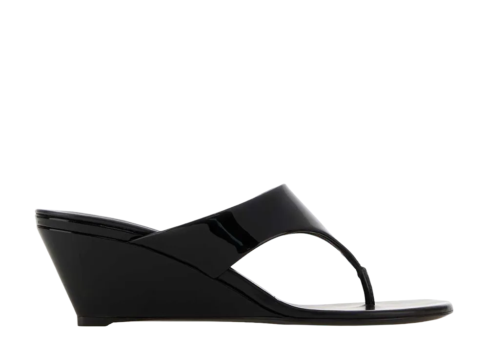 PRADA Women's Patent Leather Thong Sandals "Black"