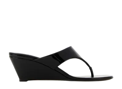 PRADA Women's Patent Leather Thong Sandals "Black"