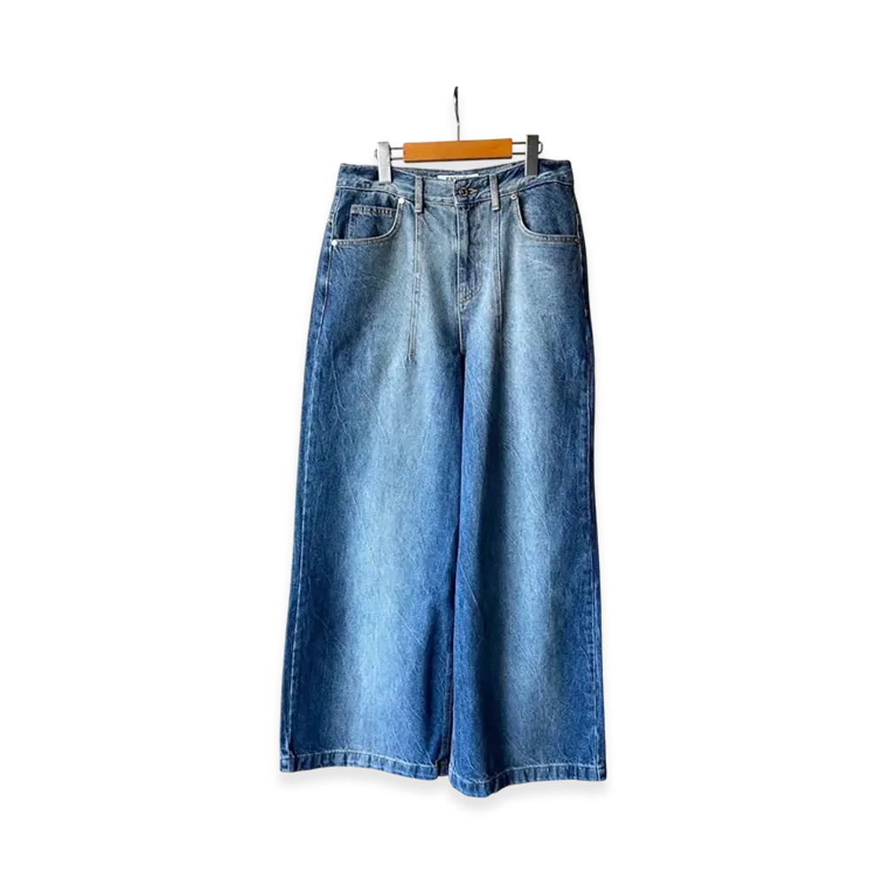 Matin Kim Pintuck Wide Denim Pants "Blue"