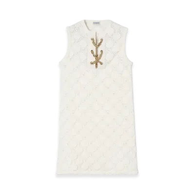 Burberry Women's Crochet Cotton Blend Dress "White"