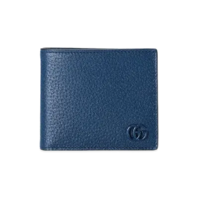 GUCCI Double G Leather Coin Wallet "Royal Blue"