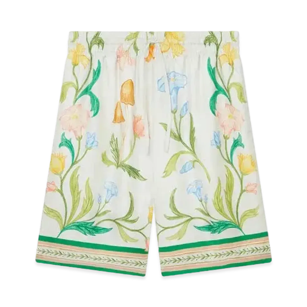 Casablanca L'Arche Fleurie Silk Shorts "Multi"