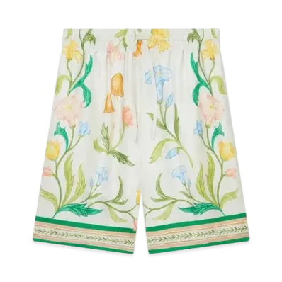 Casablanca L'Arche Fleurie Silk Shorts "Multi"