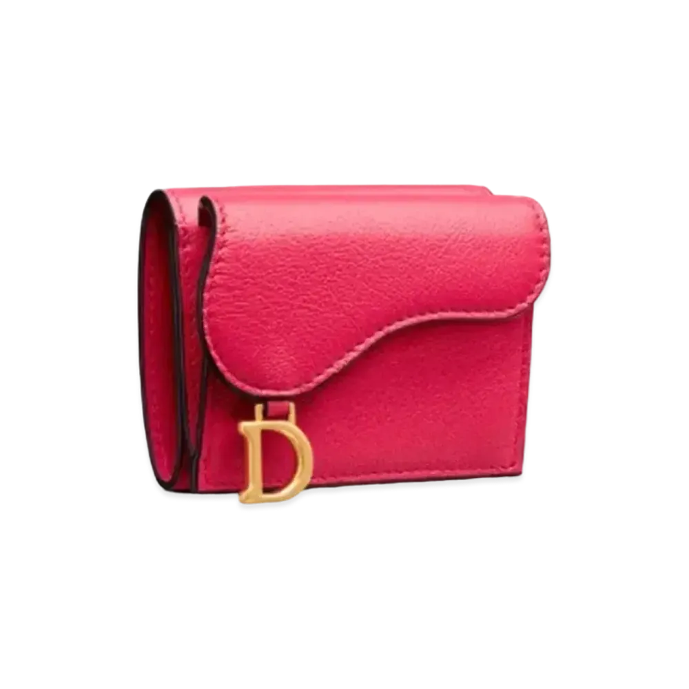 Dior Saddle Compact Wallet Goat Skin "Bright Pink"