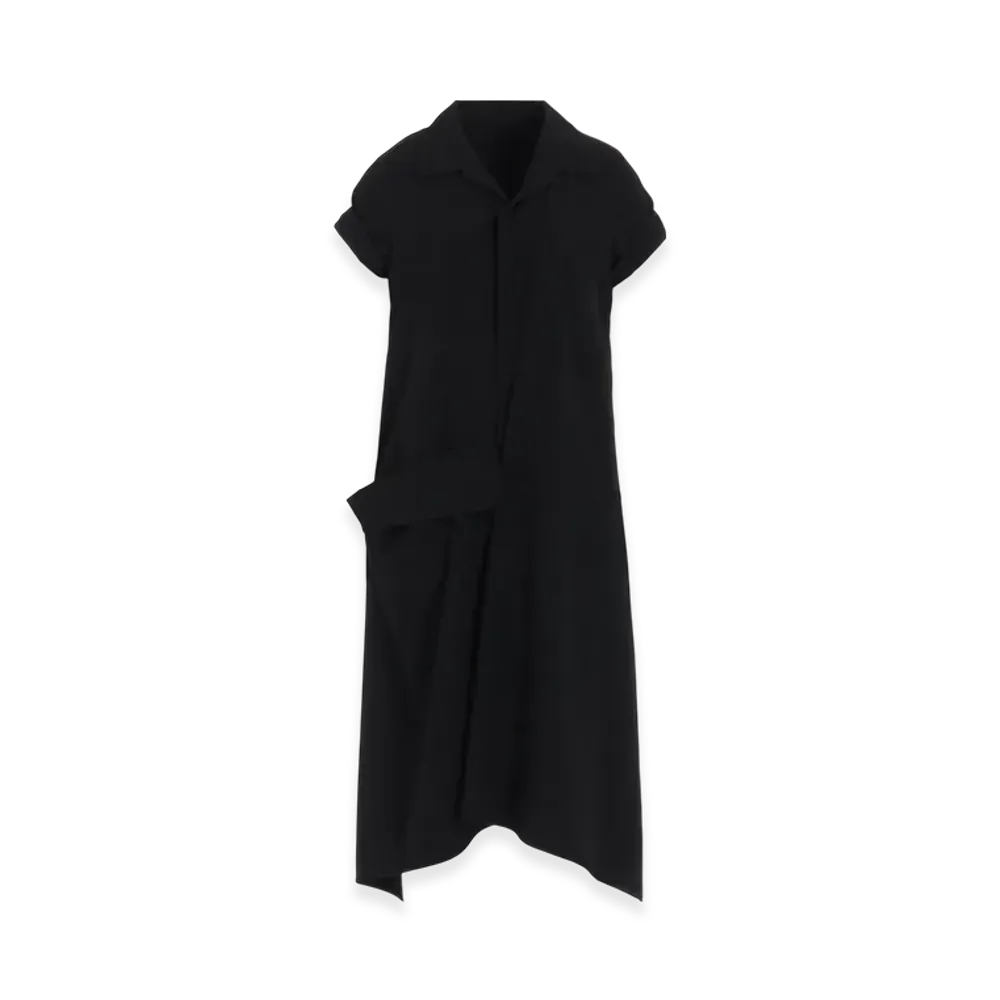Yohji Yamamoto Gabardine R Draped Shirt Dress "Black"