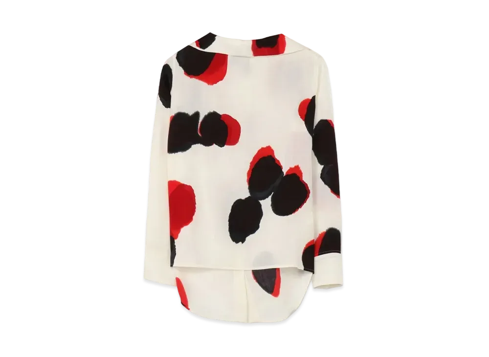 Yohji Yamamoto Y's WOOL VIYELLA BLURRY S DOT PRINT BACK OPEN BLOUSE "Red"