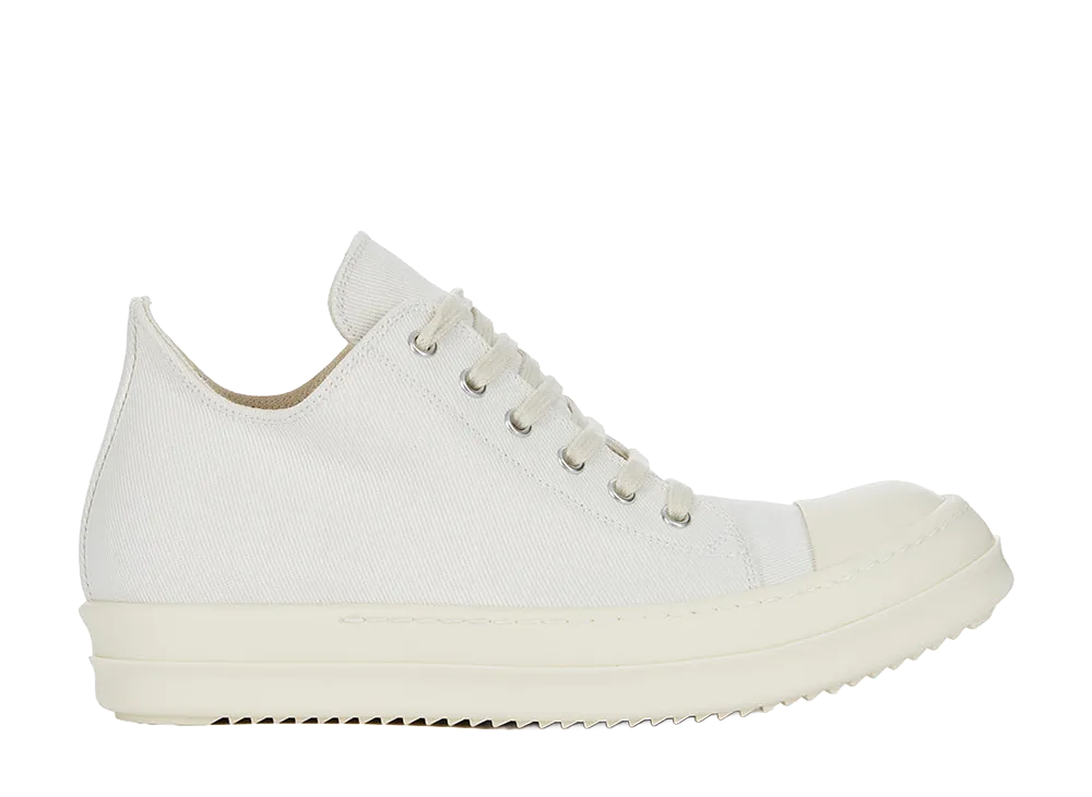 Rick Owens Women's DRKSHDW SS26 Low Sneaks 13oz Overdyed Denim "Cream/Milk"