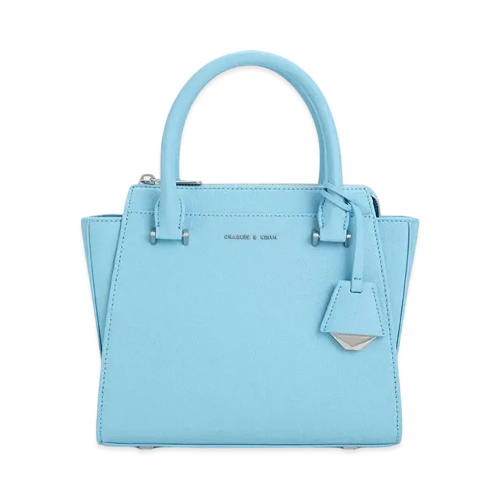 CHARLES & KEITH Double Handle Trapeze Tote Bag "Light Blue"