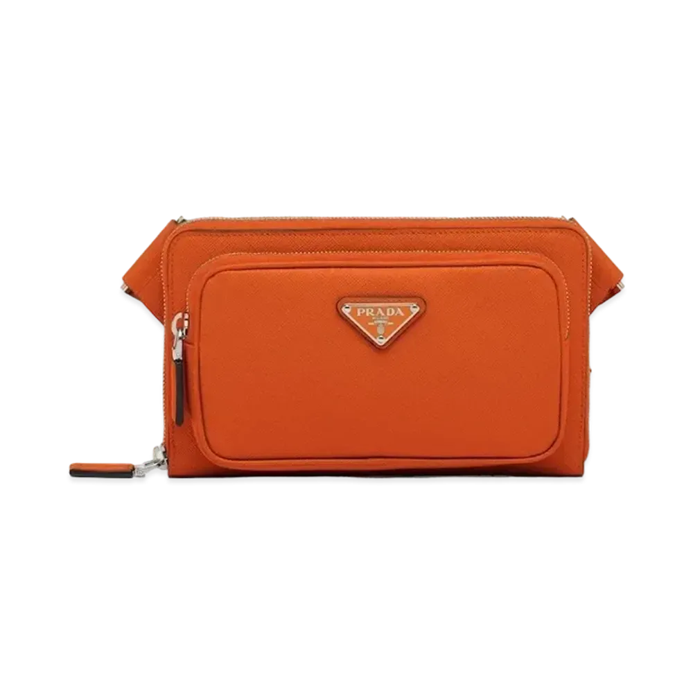 PRADA Saffiano Leather Belt Bag "Papaya"