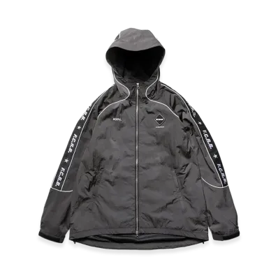 F.C.Real Bristol Nylon Chambray Practice Hooded Jacket "Charcoal Gray"