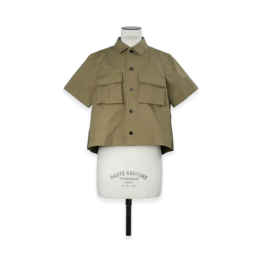 sacai Women's Cotton Weather Shirt "Beige/Dark Khaki"