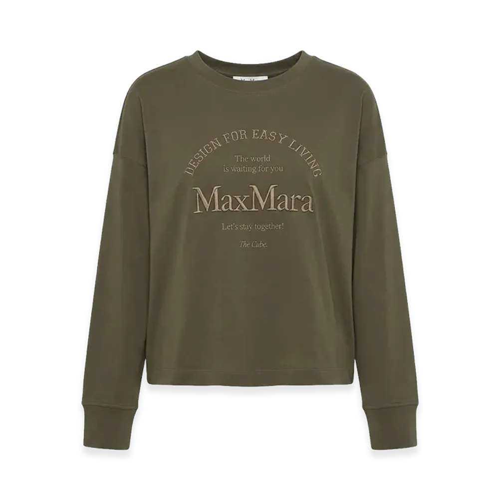 S Max Mara Women's Rugiada Long Sleeve T-Shirt "Kaki"