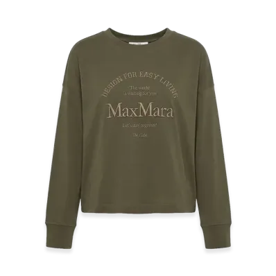 S Max Mara Women's Rugiada Long Sleeve T-Shirt "Kaki"