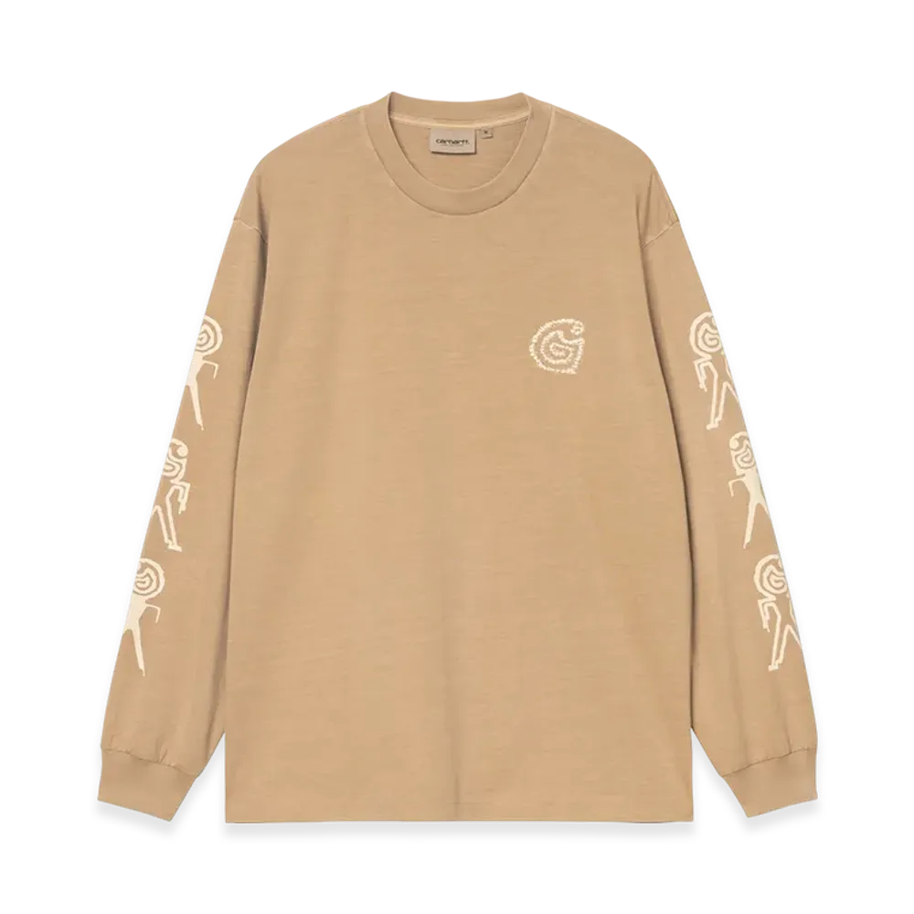 Carhartt WIP L/S Terrestrial T-Shirt "Dusty H Brown/Natural(Pigment Garment Dyed)"