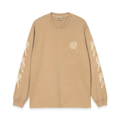 Carhartt WIP L/S Terrestrial T-Shirt "Dusty H Brown/Natural(Pigment Garment Dyed)"
