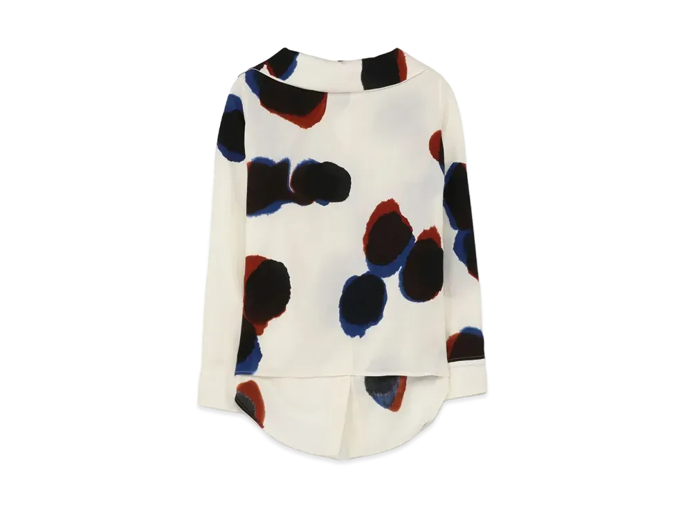 Yohji Yamamoto Y's WOOL VIYELLA BLURRY S DOT PRINT BACK OPEN BLOUSE "Blue"