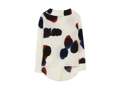Yohji Yamamoto Y's WOOL VIYELLA BLURRY S DOT PRINT BACK OPEN BLOUSE "Blue"
