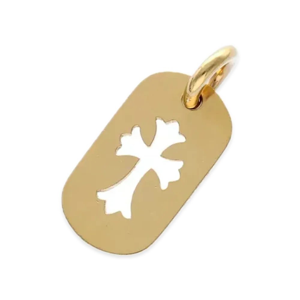Chrome Hearts 22K Small Cut Out Cross Dog Tag "Yellow Gold"