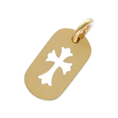 Chrome Hearts 22K Small Cut Out Cross Dog Tag "Yellow Gold"