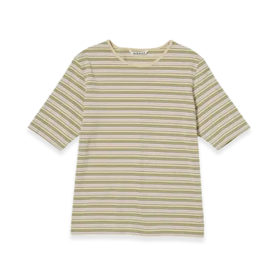 AURALEE Hard Twist Cotton Border T-Shirt "Beige Border"