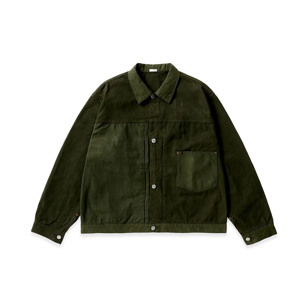 A.PRESSE Vintage Cotton Silk Oiled Tent Cloth 1st Type Jacket "Olive"