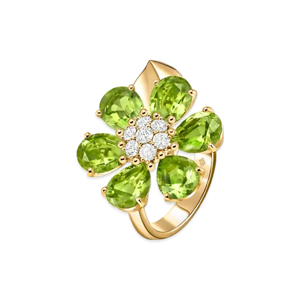 Van Cleef & Arpels Fleurette ring "18K Yellow gold/Diamond/Peridot"