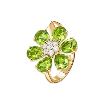 Van Cleef & Arpels Fleurette ring "18K Yellow gold/Diamond/Peridot"