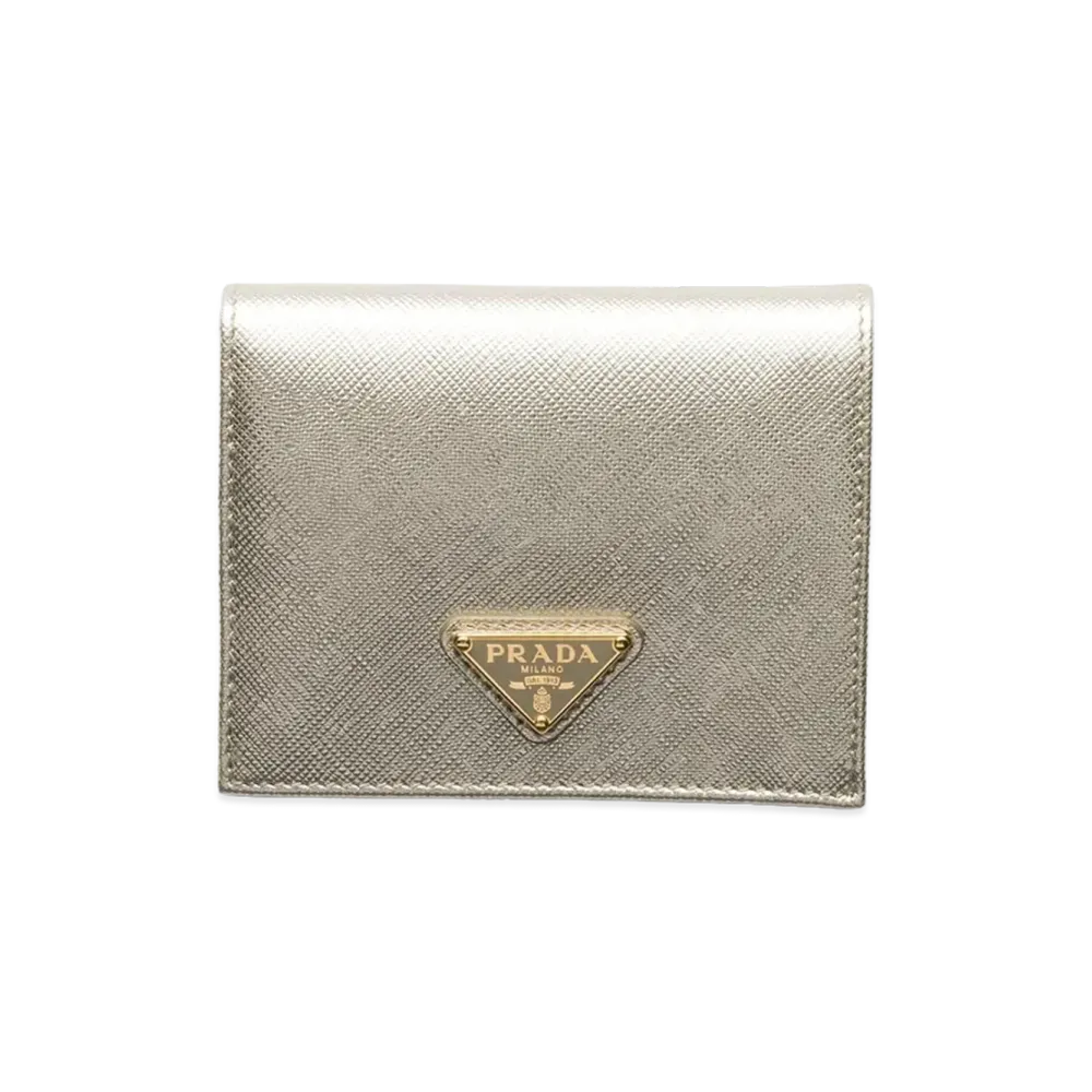 PRADA Saffiano Triangle Wallet "Pyrite"