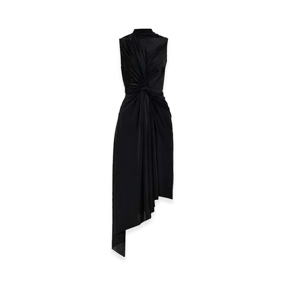 BALENCIAGA Women's Long Asymmetric Dress In Stretch Fabric "Black"