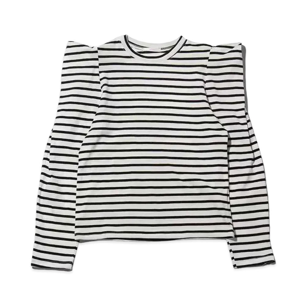 atmos pink Atmos Pink Power Shoulder Border Tops "White"