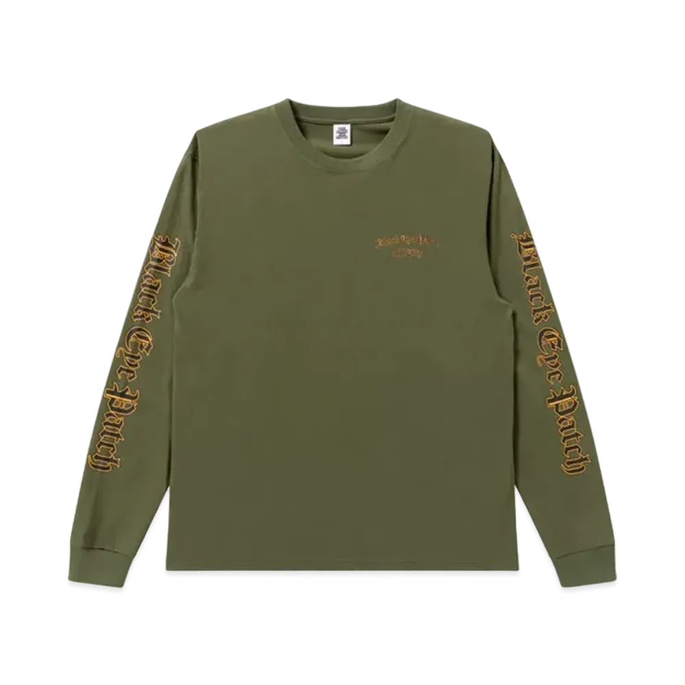 Black Eye Patch Blackletter L/S Tee "Olive"