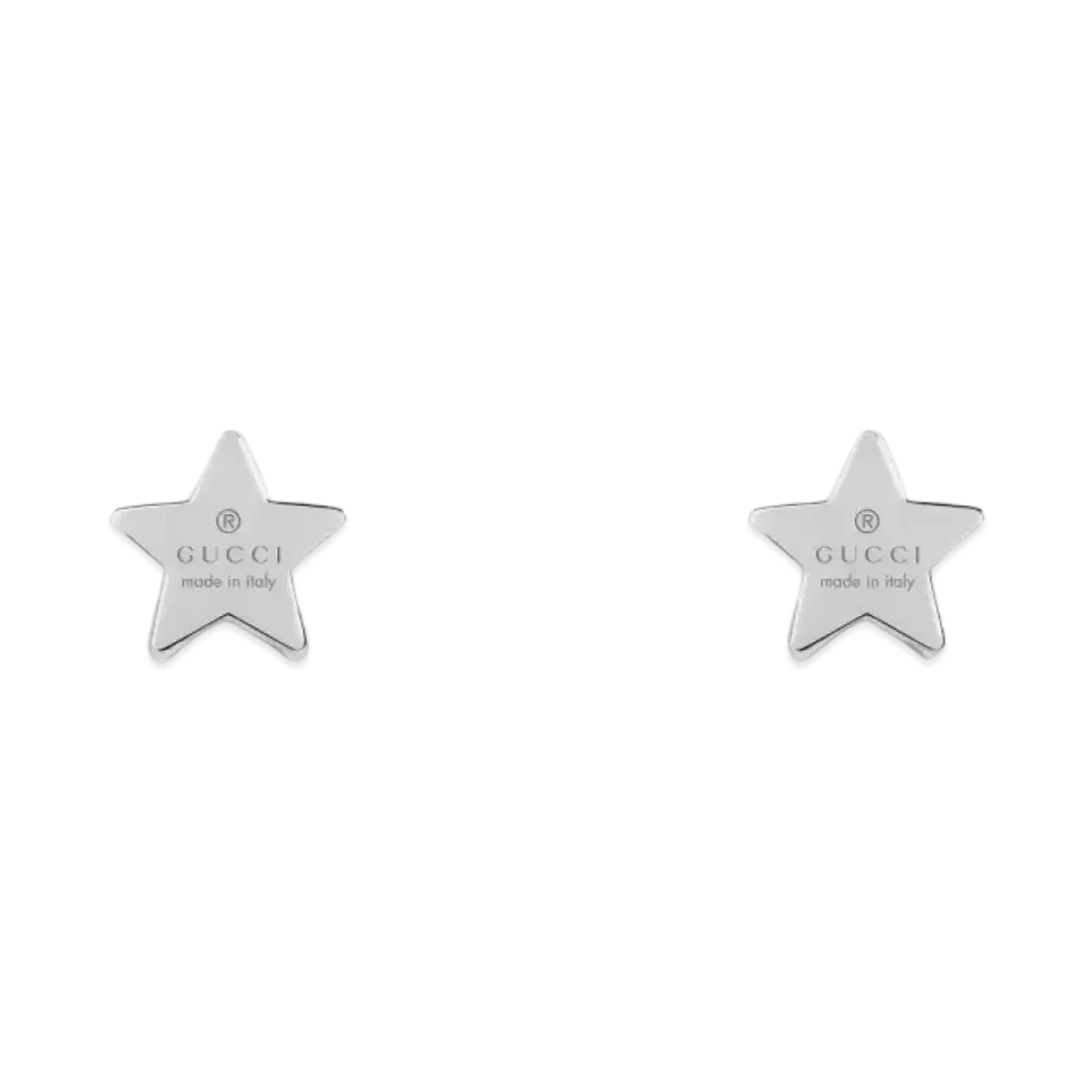 GUCCI Star Pattern Rivet Earrings "Silver"