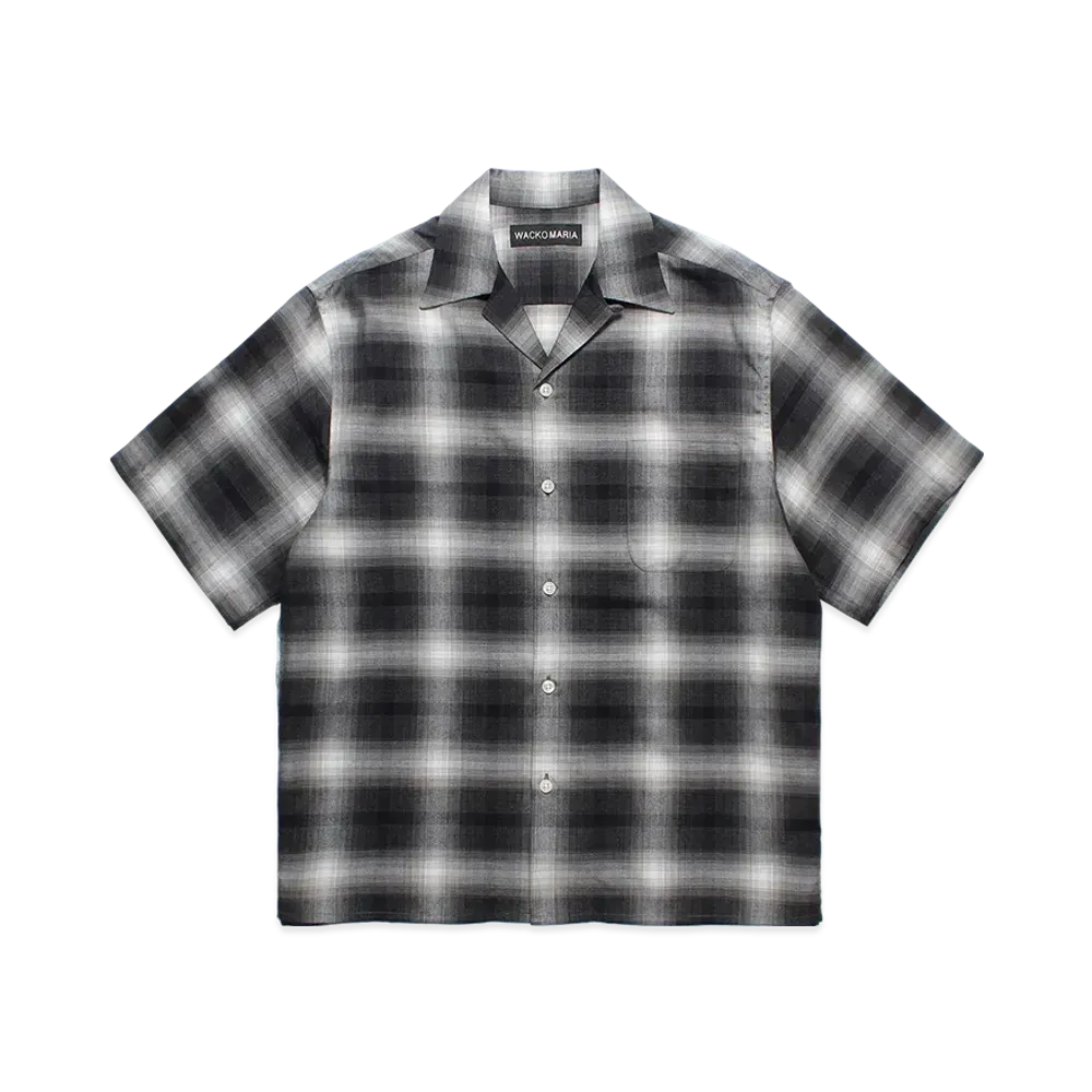 WACKO MARIA Check Open Collar Shirt "Gray"