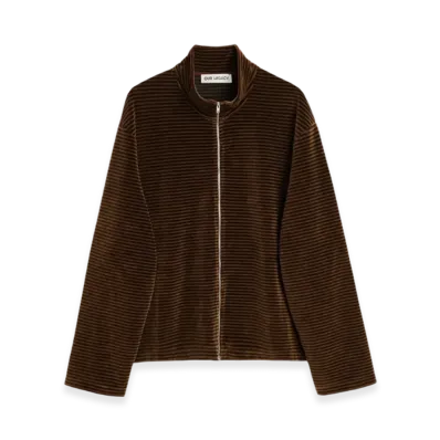 OUR LEGACY Shrunken Fullzip Polo "Scoobie Stripe Velour"