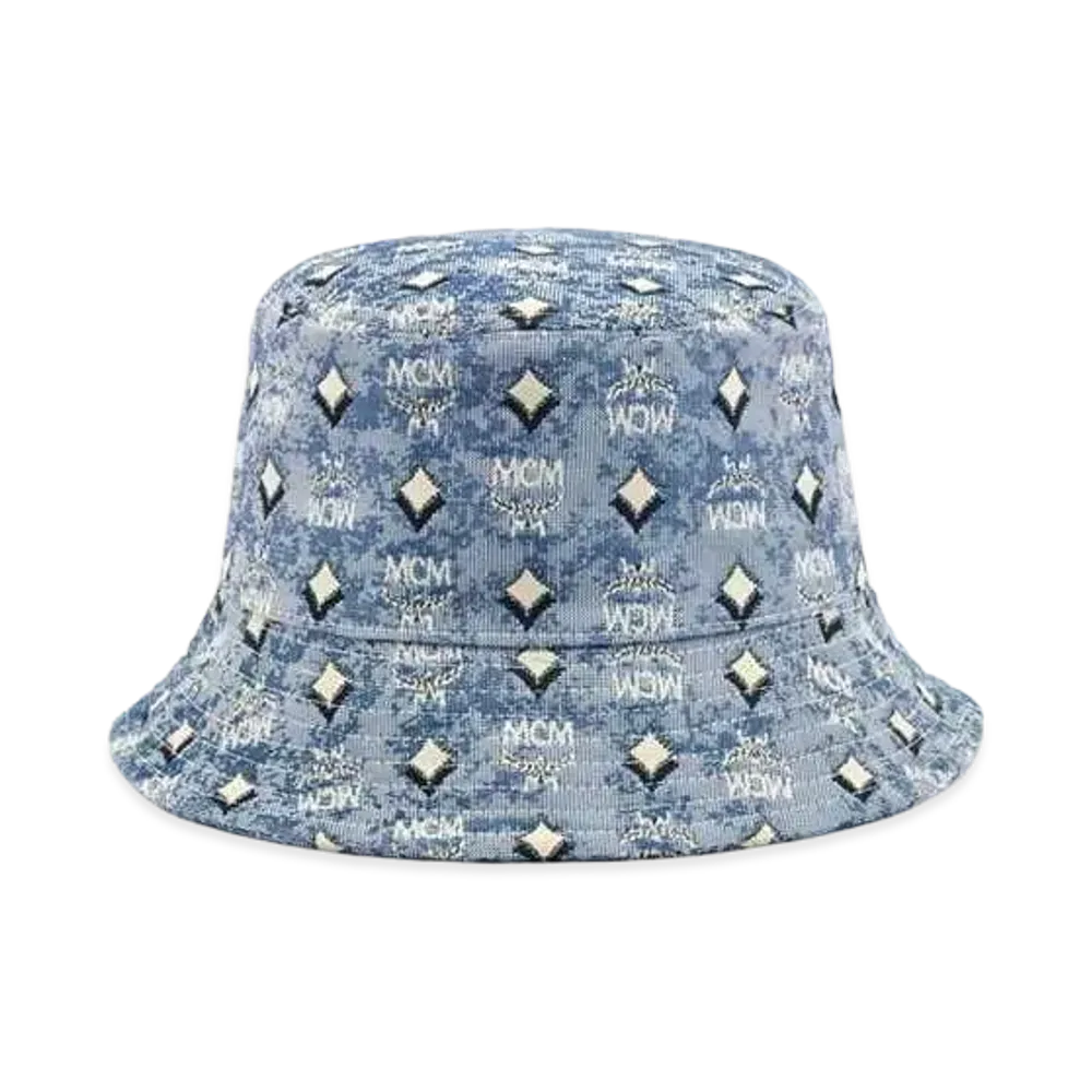 MCM Bucket Hat in Vintage Jacquard Monogram "Blue"