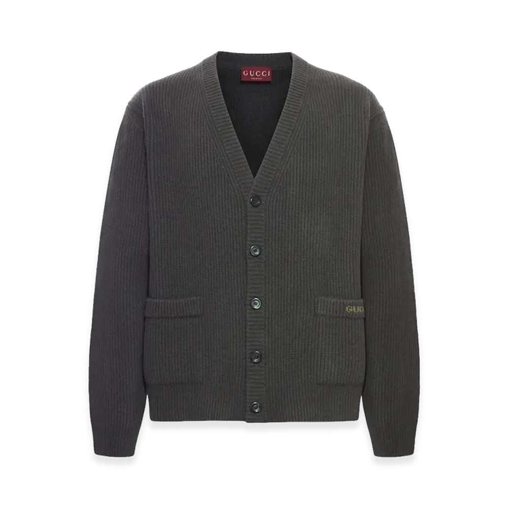GUCCI Charcoal Wool Blend Cardigan "Grey"