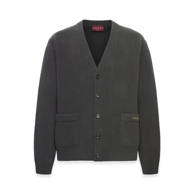 GUCCI Charcoal Wool Blend Cardigan "Grey"