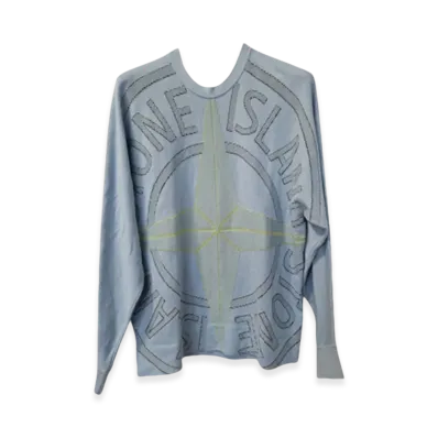 Stone Island 514D1 Logo Jaquard Pullover Knit - 21SS "Sky Blue"