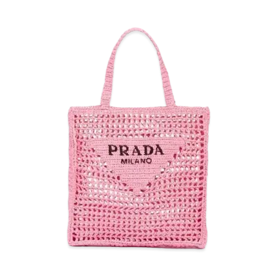 PRADA Raffia Tote Bag "Petal Pink"