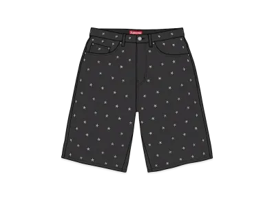 Supreme Stars Studded Baggy Denim Short "Black"
